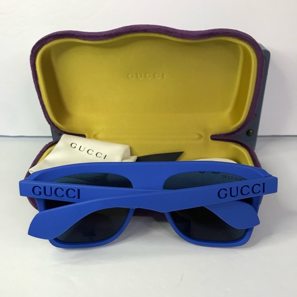 💯 Authentic - NEW Gucci GG1570S - 004 Blue Sunglasses - Picture 12 of 14
